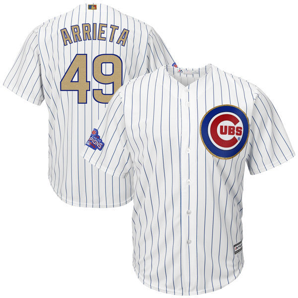 2017 MLB Chicago Cubs #49 Arrieta CUBS White Gold Program Game Jersey->->MLB Jersey